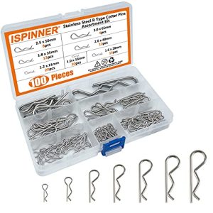 100 Pezzi Kit di Assortimento di Cotter Pins in Acciaio Inossidabile 304, 7 Dimensioni R Clips per Sistemi di Blocco per Perni di Traino  | Spilli Spilli Spilli