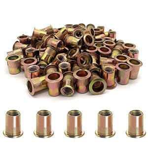 100Pezzi-Rondelle a Rivetto, Kit di Assortimento di Rondelle a Rivetto in Acciaio Carbonio 5/16″-18, Rondelle Inserto a Testa Piatta Filettate Assortite (5/16″-18)  | Inserti filettati Inserti filettati Inserti filettati