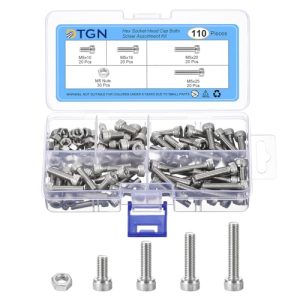 110Pezzi Assortimento Viti Metriche M5, Kit di Bulloni e Dadi, Viti a Testa Esagonale M5X10/16/20/25Mm in Acciaio Inossidabile 304 per Stampa 3D e Fai da Te  | Set di assortimento di viti e bulloni Set di assortimento di viti e bulloni Set di assortimento di viti e bulloni