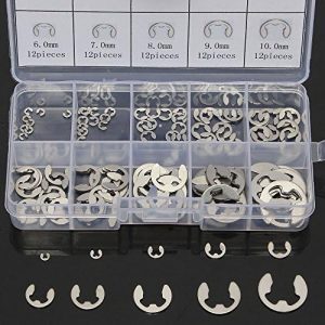 120Pezzi Anello di Ritenzione Esterno a Forma di E-Clip in Acciaio Inossidabile 304 Argento – Set di Assortimento con 10 Dimensioni Diverse da 1,5Mm a 10Mm, 12Pezzi Ognuna  | Anelli di ritenzione Anelli di ritenzione Anelli di ritenzione