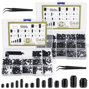 1317 pezzi 26 dimensioni metriche + assortimento di viti a testa esagonale SAE, kit di assortimento di viti esagonali metriche, viti in acciaio legato placcate in zinco nero 12.9, viti a punta a coppa (M3-M8, 1/8″-40 a 5/16″-18)  | Viti Viti Viti