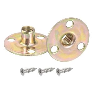 1/4″-20 Brad Hole Tee Nut, 16 pezzi di dadi T a flangia in acciaio al carbonio con base rotonda, inserti filettati femmina con viti per hardware per mobili  | T-Nuts T-Nuts T-Nuts