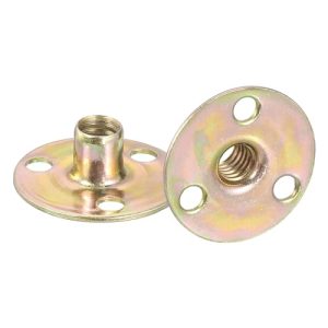 1/4″-20 Brad Hole Tee Nut, 20 pezzi di dadi T in acciaio al carbonio con base rotonda, dadi a flangia con filettatura femmina per mobili  | T-Nuts T-Nuts T-Nuts