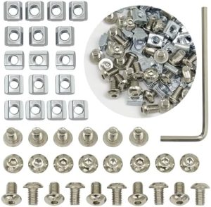 15 Set di Viti e Dadi per Kit di Collegamento Angolare della Serie 22, 15 Pezzi di Dadi T M5 + 15 Pezzi di Viti a Testa Esagonale M5 X 8Mm per Accessori di Profilo in Alluminio (M5)  | Set di assortimento di dadi e bulloni Set di assortimento di dadi e bulloni Set di assortimento di dadi e bulloni