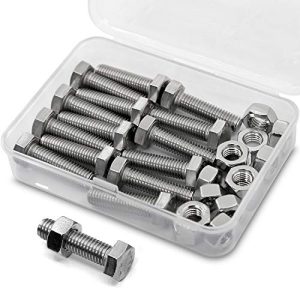 (15 Set) Viti e Dadi a Testa Esagonale M8-1.25 X 20Mm, Acciaio Inossidabile 304, Filettatura Completa, Finitura Lucida, Filettatura per Macchine  | Set di assortimento di dadi e bulloni Set di assortimento di dadi e bulloni Set di assortimento di dadi e bulloni