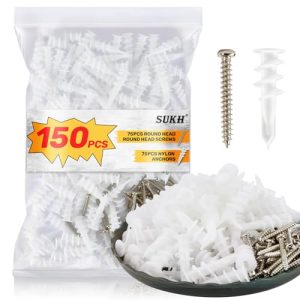 150 Pezzi di Tasselli per Cartongesso Autofilettanti – Viti in Nylon per Tasselli di Cartongesso Kit con 75 Viti e 75 Tasselli Viti Autoportanti per Cartongesso e Tasselli per Appendere e Montare  | Ancora Ancora Ancora