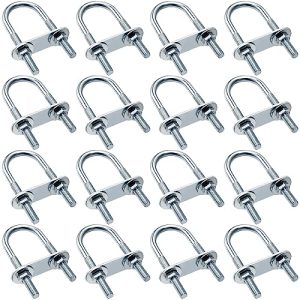 16 Set di Bulloni a U Rotondi Zincati in Acciaio M6 con Fascetta a U Piegata e Piastra con Dado e Rondella (M6 X 25 Mm X 7 Mm)  | Set di assortimento di dadi e bulloni Set di assortimento di dadi e bulloni Set di assortimento di dadi e bulloni