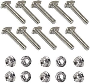 1Pezzo Bullone a Testa Martello M5 X 3Mm T, 1Pezzo Set di Dadi Flangiati Esagonali M5, Acciaio al Carbonio Nichelato per Profilo in Alluminio Standard a T-Slot Serie 22  | T-Nuts T-Nuts T-Nuts