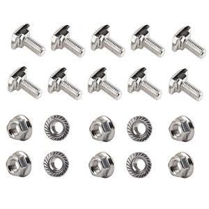 1Pz Bullone a Testa Martello M6 X 25Mm T, 1Pz Set di Dadi Flangiati Esagonali M6, Acciaio al Carbonio Nichelato per Profilo in Alluminio a T-Slot Standard 33 Serie 8Mm  | T-Nuts T-Nuts T-Nuts