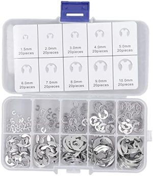 200Pezzi E Clip Anelli di Ritenzione Kit Assortimento E Clip con Scatola di Stoccaggio per Cuscinetti, Kit di Circlip in Acciaio al Carbonio Alto, Set di Anelli a Scatto Circlip  | Anelli di ritenzione Anelli di ritenzione Anelli di ritenzione