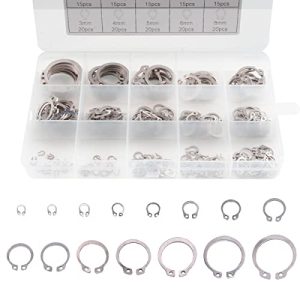 225 Pezzi Anello a Scatto Esterno in Acciaio Inossidabile 304 Metric, Kit di Assortimento di Anelli di Ritenzione Circlip in 15 Dimensioni (8Mm-25Mm)  | Anelli di ritenzione Anelli di ritenzione Anelli di ritenzione