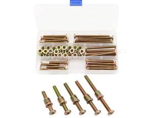 25 Set di Inserti Filettati 1/4×13Mm e Assortimento di Dadi e Bulloni, Dado Flangiato a Innesto con Chiave Esagonale per Mobili (Con Bullone), 5 Dimensioni, Acciaio al Carbonio (Zincato), Giallo  | Set di assortimento di dadi e bulloni Set di assortimento di dadi e bulloni Set di assortimento di dadi e bulloni