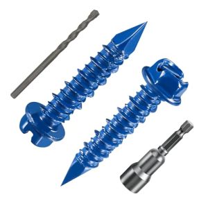 (30 Pezzi) Viti per Calcestruzzo con Testa Esagonale Piatta a Fessura da 1/4″ e 1-1/4″ Kit di Ancoraggio Blu per Fissaggio su Muratura, Blocchi o Intonaco in Mattone  | Viti Viti Viti