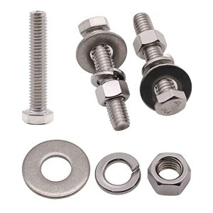 (4 Set) Bulloni esagonali in acciaio inox 1/2-13 X 5-1/2″ & Dadi esagonali & Rondelle piane a grande diametro & Rondelle di bloccaggio Kit di ferramenta, 34 assortimento di bulloni esagonali a pieno filetto in acciaio inox 18-8.  | Set di assortimento di dadi e bulloni Set di assortimento di dadi e bulloni Set di assortimento di dadi e bulloni