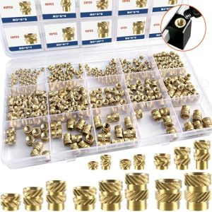 400 Pezzi Inserti Filettati, M2 M2.5 M3 M4 M5 M6 Dadi Femmina Metrici con Righe, Kit di Assortimento, Inserti in Ottone per Plastica e Componenti di Stampa 3D  | Noci Noci Noci