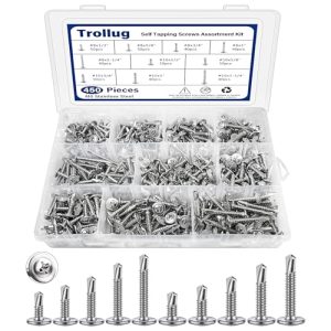 45 Pezzi Viti Autofilettanti per Metallo, 41 Viti Inox Autoforanti #8#1 Viti a Testa Truss per Lamiera Assortimento, Lunghezza da 1/2” a 1-1/4” (Argento)  | Viti Viti Viti