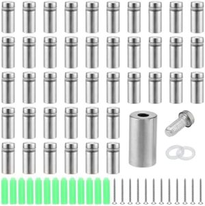 50 Pz 1/2 X 1 Pollice Set di Viti di Supporto per Insegne, Viti in Acciaio Inossidabile per Pubblicità, Viti per Insegne in Vetro e Acrilico, Supporti per Insegne con Viti per Montaggio a Muro con Spaziatori in Gomma, Argento  | Distanziali e distanziali Distanziali e distanziali Distanziali e distanziali