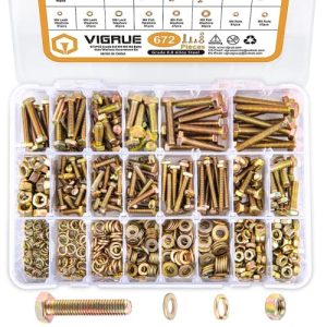 672 Pz Viti e Dadi Metrici M4 M5 M6 di Classe 8.8, Kit di Assortimento di Dadi e Viti Metriche a Testa Esagonale ad Alta Resistenza, Inclusi 13 Formati Metrici  | Set di assortimento di dadi e bulloni Set di assortimento di dadi e bulloni Set di assortimento di dadi e bulloni