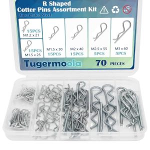 70 Pezzi Kit di Assortimento di Perni a Cerniera in Acciaio Zincato di 6 Misure, Clip per Perne R, Set di Perne a Cerniera Ola011-70  | Spilli Spilli Spilli