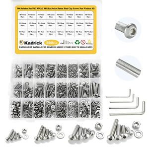 880 Pezzi Assortimento Viti Metriche M6 M5 M4 M3, 6Mm-30Mm Viti a Testa Esagonale in Acciaio Inossidabile con Dado e Rondelle Kit con 4 Chiavi Esagonali  | Set di assortimento di viti e bulloni Set di assortimento di viti e bulloni Set di assortimento di viti e bulloni