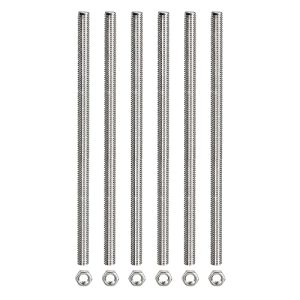 Barra filettata completamente (con 6 dadi esagonali), perni filettati in acciaio inossidabile [per l’assemblaggio di supporti, ganci e bulloni a U] – M5 X 200 mm, passo 0,8 mm / argento / 6 pezzi  | Barre filettate e bulloni Barre filettate e bulloni Barre filettate e bulloni