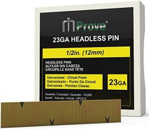 Chiodi Micro Pin senza Testa da 23 Gauge con Lunghezza Gamba di 1/2 Pollice – Chiodi Galvanizzati per Pinner per Progetti di Armadi, Modanature e Rivestimenti (10000 Pezzi)  | Elementi di fissaggio accorpati Elementi di fissaggio accorpati Elementi di fissaggio accorpati