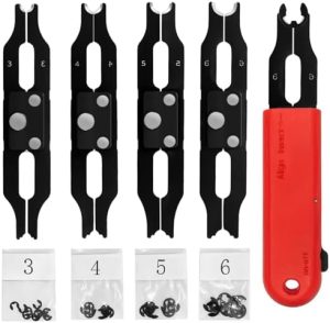 E Clip Tool, Set di Strumenti per Rimozione e Installazione di E Clips, Kit Assortito con 4 Misure Intercambiabili (3/4/5/6Mm) di Anelli Clip e 40 Pezzi di E Clips  | Anelli di ritenzione Anelli di ritenzione Anelli di ritenzione