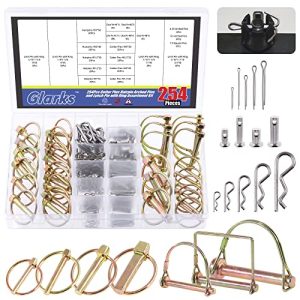 Glarks 254Pcs Misto di Perni di Bloccaggio, Perne di Linch, Perne PTO e Perne a Gancio, Kit di Assortimento di Perne a Cotter e Clip a Capello – 5 Stili di Fissaggi per Meccanici, Auto, Rimorchi, Trattori, Camion e Tosaerba.  | Spilli Spilli Spilli