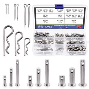 Glarks Set di 122 Pezzi Assortimento di 4 Stili: Perni Clevis/Perni Cotter/Perni per Capelli/Perni Dowel, 15 Misure di Fissaggi in Acciaio Inossidabile 34 per Uso in Automobili, Meccanici, Auto, Camion e Tagliaerba.  | Spilli Spilli Spilli