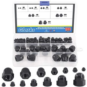 Glarks Set di 1Pz di Dadi a Cupola a Forma di Ghianda in Nylon Nero, 7 Taglie, M3, M4, M5, M6, M8, M10, M12 – Kit di Tappi Protettivi Esagonali per Proteggere Filetti Esagonali, Aste, Stud e Bulloni.  | Set di assortimento di dadi e bulloni Set di assortimento di dadi e bulloni Set di assortimento di dadi e bulloni