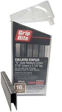 Grip Rite Prime Guard Maxb64890 Graffette in Acciaio Inossidabile 304 da 16 Gauge 7/16″ Medium Crown da 1-1/4″ in Scatola con Clip da Cintura (Confezione da 500)  | Forniture per ufficio Forniture per ufficio Forniture per ufficio