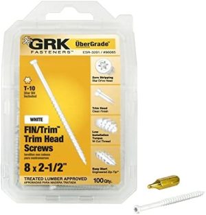 Grk Fasteners 9665 Viti per Finitura/Battiscopa Bianche #8 X 2-1/2″ 1Ct  | Viti Viti Viti