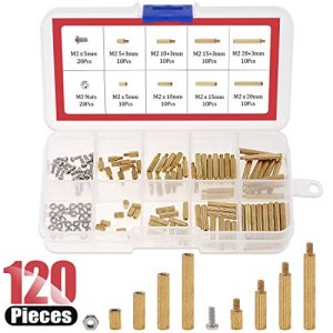 Hilitchi 12 Pezzi Kit di Assortimento di Distanziatori e Viti in Ottone M2 Maschio e Femmina (Ottone M2)  | Distanziali e distanziali Distanziali e distanziali Distanziali e distanziali