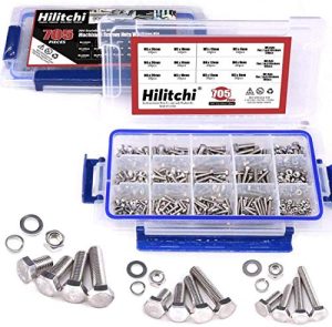 Hilitchi Kit di Assortimento di 75 Pezzi di Viti a Testa Esagonale M3 M4 M5, Bulloni, Dadi, Rondelle Piane e Rondelle di Blocco, 34 in Acciaio Inossidabile, Lunghezza da 8 a 20 Mm, Filettatura Completa  | Set di assortimento di viti e bulloni Set di assortimento di viti e bulloni Set di assortimento di viti e bulloni