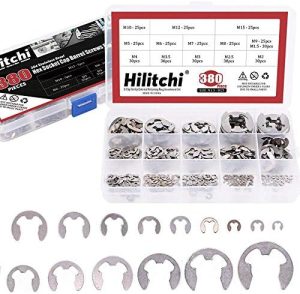 Hilitchi Set di 38 Pezzi [14 Misure] E-Clip Circlip Anello di Ritenzione Esterno – 34 Acciaio Inossidabile  | Anelli di ritenzione Anelli di ritenzione Anelli di ritenzione