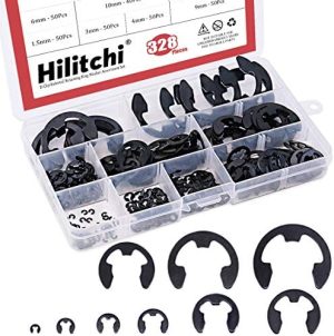 Hilitchi Set di Assortimento di 328 Pezzi di Anelli E-Clip in Acciaio Legato [1-Taglia] Anelli di Ritenzione Esterni  | Anelli di ritenzione Anelli di ritenzione Anelli di ritenzione