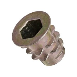 Inserti filettati, zinco, flangia esagonale, filetti interni M6-1.0, lunghezza 13 mm (confezione da 50)  | Noci Noci Noci