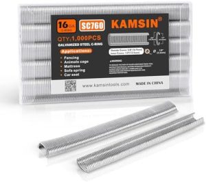 Kamsin Chiodi a C tipo da 16 Gauge, 1.000 Pz, Acciaio Zincato, Corona Interna da 1/2″ (12,5 mm), Corona Esterna da 5/8″ (16,9 mm) per Pistola Pneumatica a Chiodi in Costruzione di Gabbie o Fissaggio  | Forniture per ufficio Forniture per ufficio Forniture per ufficio