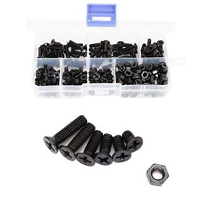 Kit di 220 Pcs Viti e Dadi Neri a Testa Piatta M4, M4 X 6Mm/ 10Mm/ 12Mm/ 16Mm/ 18Mm/ 20Mm  | Viti Viti Viti