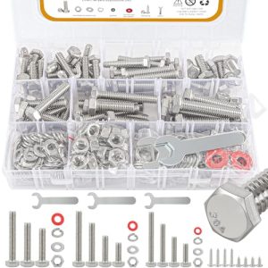 Kit di 3 pezzi di bulloni e dadi esagonali, 34 bulloni in acciaio inossidabile 1/4-2, 5/16-18, assortimento di bulloni e dadi 3/8-16 (dadi a serraggio e piatti), kit assortimento di dadi e bulloni, kit di bulloni e dadi in acciaio inossidabile.  | Set di assortimento di dadi e bulloni Set di assortimento di dadi e bulloni Set di assortimento di dadi e bulloni