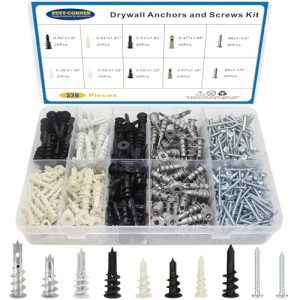 Kit di Ancoraggi e Viti per Cartongesso, 320 Pezzi di Ancoraggi Autoforanti e Viti per Cartongesso, Sheetrock, Porte Cave, Muri in Gesso – Assortimento in Metallo Zincato e Plastica Nylon, Senza Necessità di Foro Pilota  | Ancora Ancora Ancora