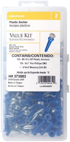 Kit di Ancoraggio in Plastica 373503, 8-10X7/8, Come Mostrato nell’Immagine  | Ancora Ancora Ancora