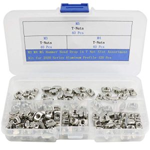 Kit di assortimento di 12 pezzi di dadi a T 22 Series M3/M4/M5 con testa a martello per slot T per profili in alluminio  | T-Nuts T-Nuts T-Nuts