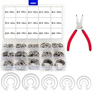 Kit di assortimento di 15 anelli di ritenzione interni – 15 anelli di diverse dimensioni – Clip in acciaio inossidabile 34 – Da 8 mm a 36 mm per macchine con pinza per circlip esterna.  | Anelli di ritenzione Anelli di ritenzione Anelli di ritenzione