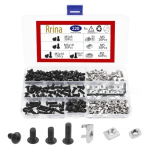 Kit di assortimento di 22 pezzi di viti T-Nuts M5, M5X8/1/12/16 e 3 stili diversi di dadi per profili in alluminio standard europeo della serie 22.  | T-Nuts T-Nuts T-Nuts