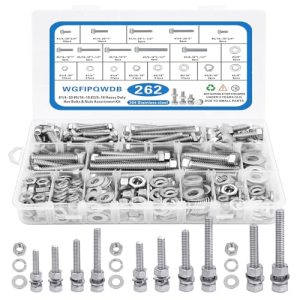 Kit di assortimento di 262 pezzi di bulloni e dadi a testa esagonale, 1/4-2, 5/16-18, 3/8-16 con rondella piatta e rondella di bloccaggio, viti in acciaio inossidabile con contenitore.  | Set di assortimento di dadi e bulloni Set di assortimento di dadi e bulloni Set di assortimento di dadi e bulloni