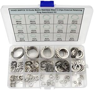 Kit di assortimento di 265 pezzi di anelli di ritenzione esterni C-Clip in acciaio inossidabile 34 mm  | Anelli di ritenzione Anelli di ritenzione Anelli di ritenzione