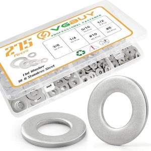 Kit di assortimento di 275 pezzi di rondelle, rondelle piatte in acciaio inossidabile 304 ispessite per viti, assortimento di rondelle metalliche per bulloni, set di rondelle in hardware SAE #8, 10, 1/4, 5/16, 3/8, 1/2.  | Rondelle per hardware Rondelle per hardware Rondelle per hardware