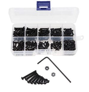 Kit di assortimento di 280 pezzi di viti a testa tonda esagonali M2.5 e dadi esagonali neri M2.5 con chiave Allen, 4Mm/ 6Mm/ 8Mm/ 10Mm/ 12Mm/ 14Mm/ 16Mm/ 18Mm/ 20Mm.  | Set di assortimento di viti e bulloni Set di assortimento di viti e bulloni Set di assortimento di viti e bulloni