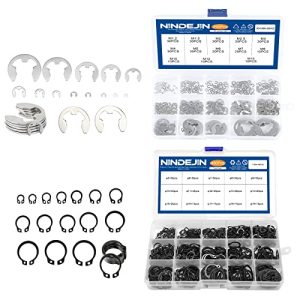 Kit di assortimento di 290Pcs anelli di ritenzione E-Clip (13 dimensioni, acciaio inossidabile 304) + Set di assortimento di 480Pcs anelli a scatto C-Clip (15 dimensioni, acciaio al carbonio)  | Anelli di ritenzione Anelli di ritenzione Anelli di ritenzione